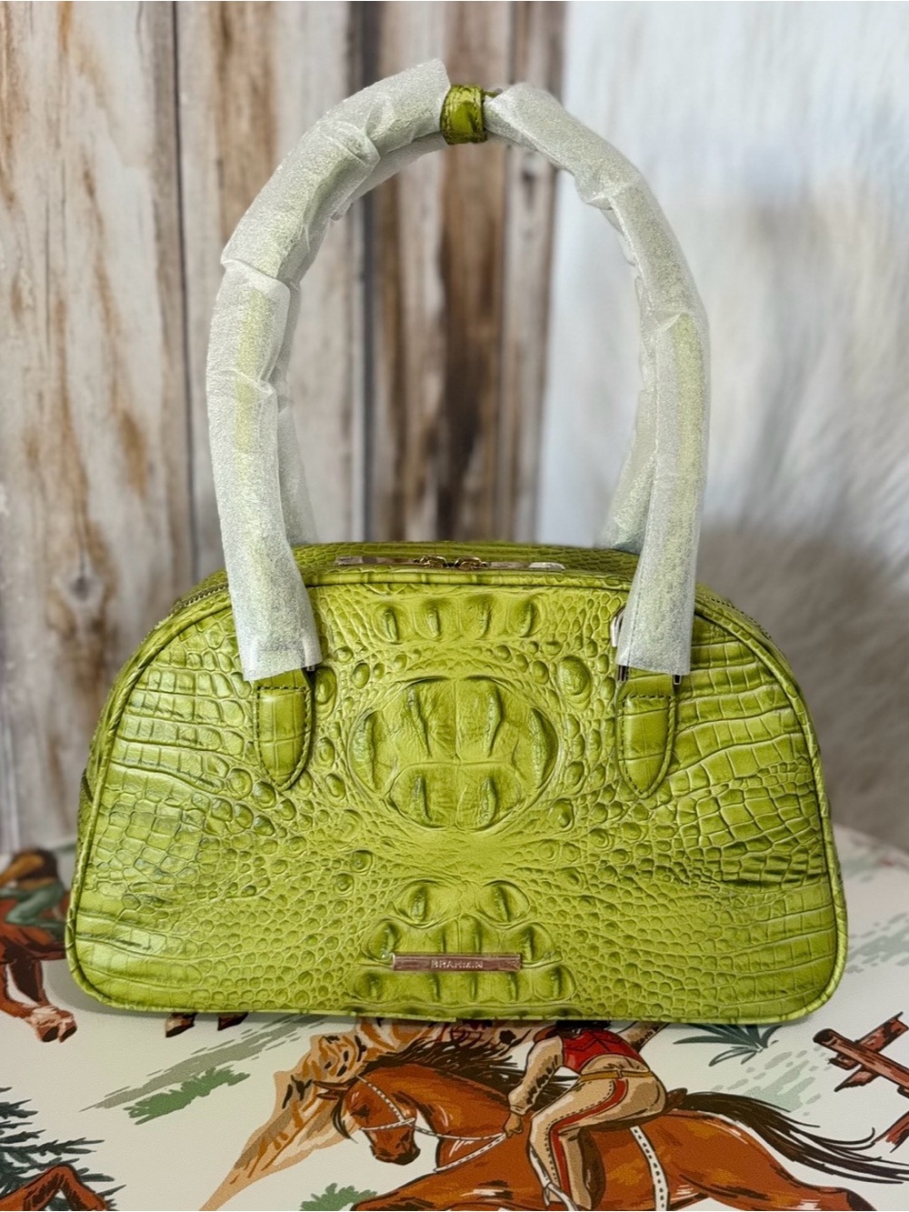 PERFECT EYE NWT BRAHMIN ANGIE LIME ALDEN ROAD GREEN SOFT SHOULDER BAG $345